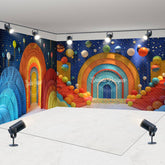Aperturee - Aperturee Bright Colorful Arch Balloons Room Set Backdrop